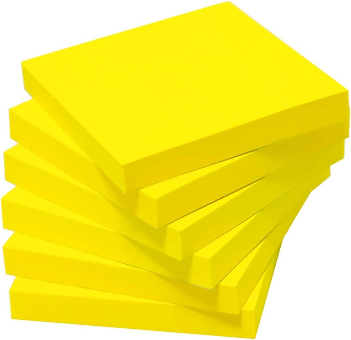 AiTodos® 600pcs Yellow Sticky Notes 76x76, 100 Sheets/Pad, Fluorescent Sticky Notes, Easy to Write, Restickable, for School, Home, Office