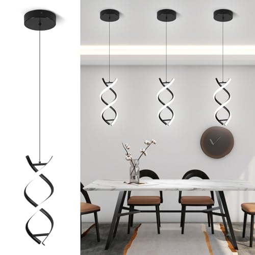Modern Spiral LED Pendant Light Fixture – Adjustable 15W Cold White