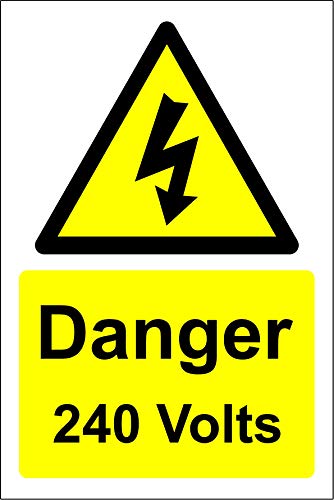 Image of Danger 240 volts electricity Safety sign - 1.2mm Rigid plastic 300mm x 200mm