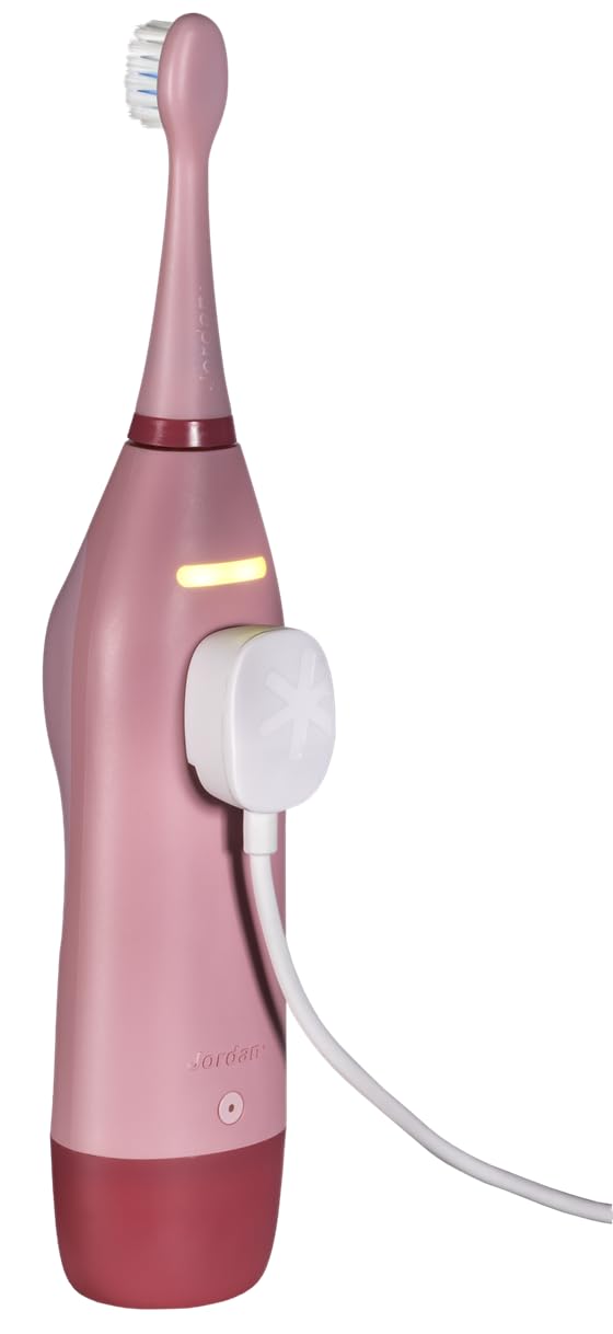 Jordan | OOTIE | Spazzolino da denti sonoro per bambini 3-12 anni | 2 testine (Gentle & Precision), luce sensore di pressione, timer da 2 minuti con segnale di 30 secondi, display con animazioni
