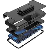 Compatible with Motorola Edge 2021/Edge 5G UW 2021 Case,Heavy Duty Rugged Shockproof Full Body Protection Kickstand Case with Belt Clip Holster for Motorola Edge 2021 Phone (Black)