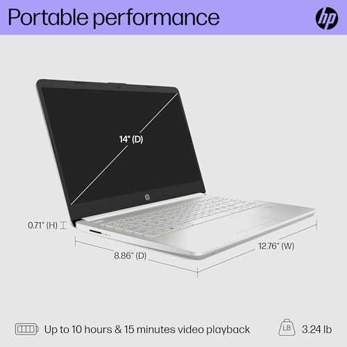 Image of HP 14 inch Laptop, Full HD Display, 12th Generation Intel Core i3-1215U, 4 GB RAM, 128 GB SSD, Intel UHD Graphics, Windows 11 in S Mode, 14-dq5000nr (2023)