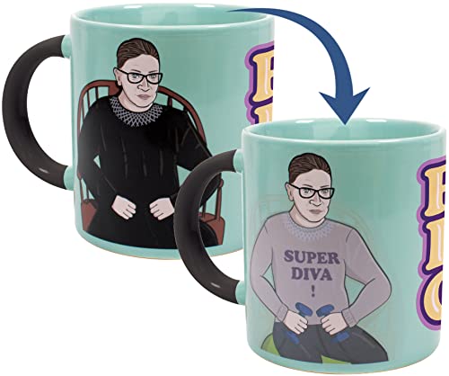 The Unemployed Philosophers Guild Ruth Bader Ginsburg Heat Transforming Mug - Hot Coffee Changes RBG...