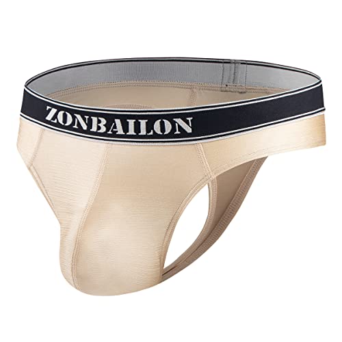 ZUOLAIYIN String Tanga für Männer Herren-Strings mit Großer Beutel Herren Sexy Tanga Slips Hipster Niedrige Taille Neu Aprikosenfarbe M L XL XXL Cover