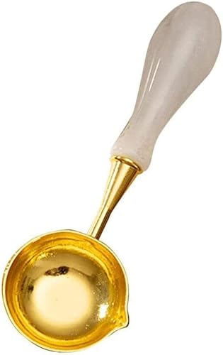 pulunto Cuchara de cera de sellado estilo vintage elegante con mango de madera sello de cera cuchara de fusión para sello de cera invitaciones de