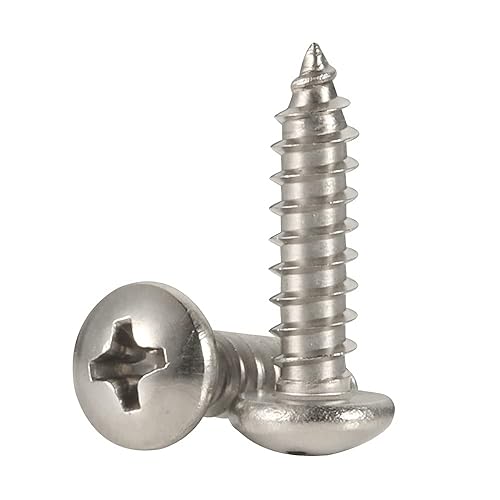 Tornillos autorroscantes para madera de cabeza plana #14 x 1, acero inoxidable 304 18-8, acabado brillante, paquete de 50