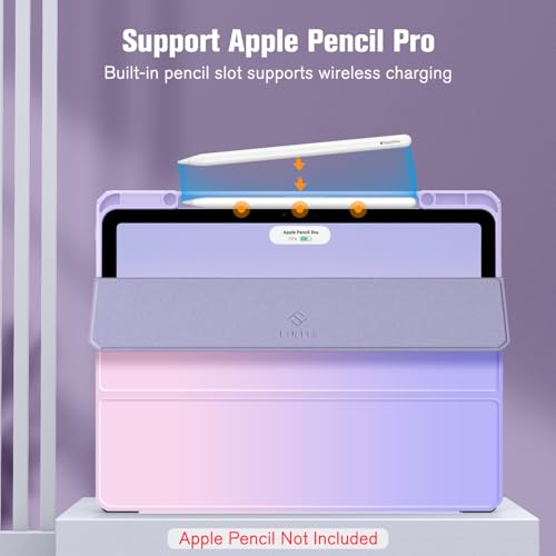 Image of Fintie Hybrid Slim Case for iPad Air 13-inch M4 /M3 /M2 (2026 /2025 /2024) - [Built-in Pencil Holder] Shockproof Cover with Clear Transparent Back Shell, Fantasy Ombre