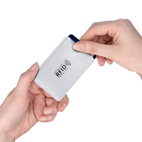 kwmobile 5 Pieces Credit Card Sleeves - ATM, Debit Card, ID Card, Driver's License Holder Inserts with RFID Blocker - Silver4