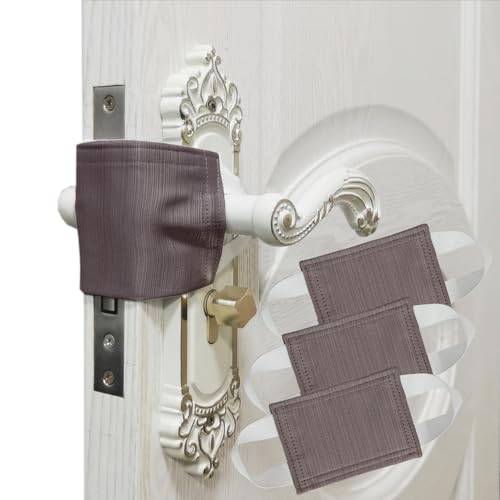 Image of Baby Proof Door Silencer & Cloth Latch Cover, Quiet Close Anti-Slam Pads to Prevent Slamming and Accidental Locking, for Nursery and Toddler Safety (3, Purple, 4.1 * 3.1 inches)