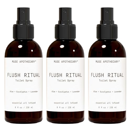 Muse Apothecary Flush Ritual - Aromatic &amp; Refreshing Toilet Spray, Use Before You Go, 8 oz, Infused with Natural Essential Oils - Aloe + Eucalyptus + Lavender, Pack of 3