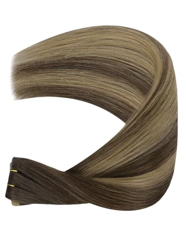 Image of WENNALIFE Invisi Edge & Classic Tape in Hair Extensions Human Hair | 18 Inch 100g 40pcs (Invisi Edge & Classic) Balayage Chocolate Brown to Caramel Blonde Invisi Remy Hair