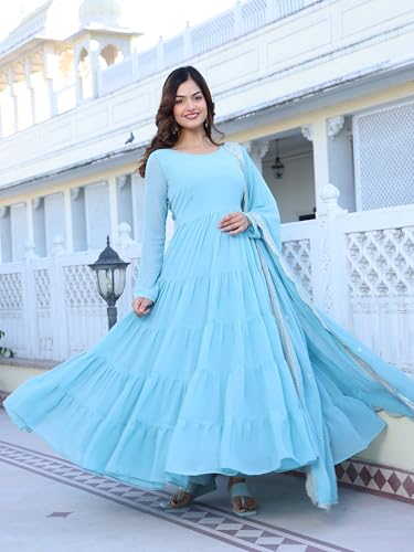 Image of Wedani Georgette Sequins Work Anarkali Kurta Set for Women