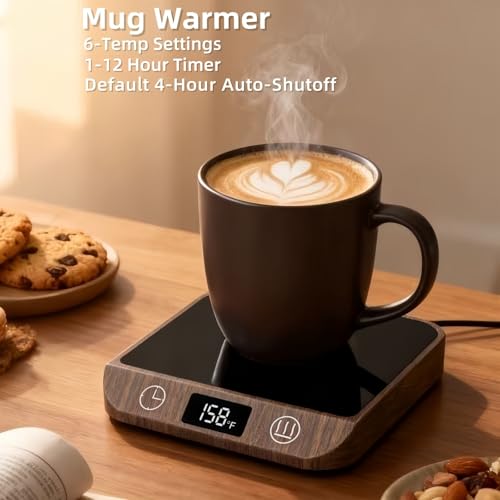 Image of Coffee Mug Warmer & Candle Warmer 2-in-1, Electric Cup Warmer for Desk | 6 Temperature Settings, LED Display, 12-Hr Timer & 4-Hr Auto Shut-Off, Gift for Coffee Lovers, Home Office & Desk Warmer