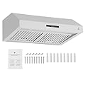 Range Hood 30 inch Wall Mount with 400 CFM,Ducted/Ductless Range Hood Stainless Steel with Touch Control 3 Speed Exhaust Fan, Adjustable Chimney & LED Light, Silver
