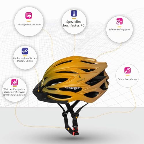 ioutdoor Premium Fahrradhelm, CE CPSC Zertifikat (Gradient Gelb) – Ansicht 2