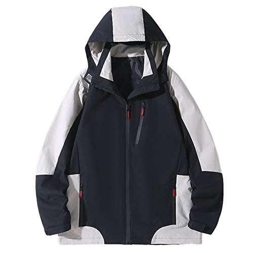 Pantete Mens Black Windbreaker Jacket Waterproof Lightweight Jacket Outdoor Causal Coat with Detachable Hoodie