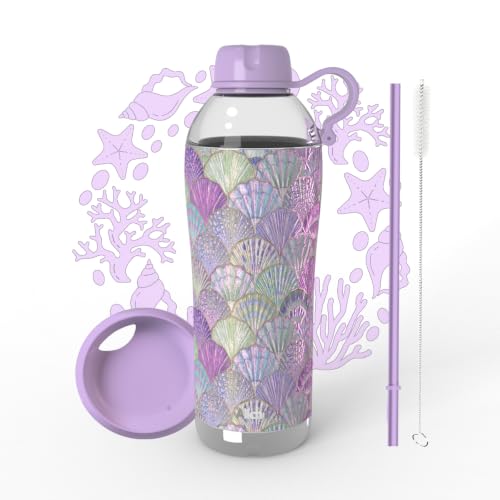 Image of 2-in-1 Vacuum Insulated Steel Water Bottle, 18 oz, Leak-proof Design, BPA-free, Compatible with Cup Holders, Dishwasher Safe, Durable Stainless Steel Material, 2 Lid Options, Purple shell