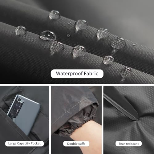 Image of Waterproof Long Rain jacket Lightweight Hooded Raincoat with Reflective Strip Safety Raincoat for Men Women Adult