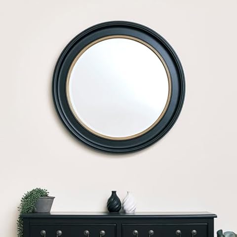 Melody Maison Large Round Black & Gold Mirror Cover