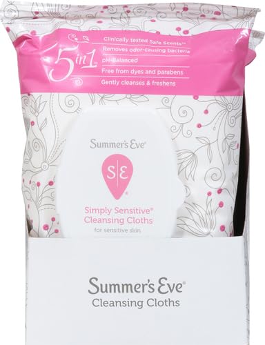 Image of Summer's Eve Simply Sensitive Daily Gentle Feminine Wipes, Removes Odor, pH Balanced, 32 count (Pack of 12)
