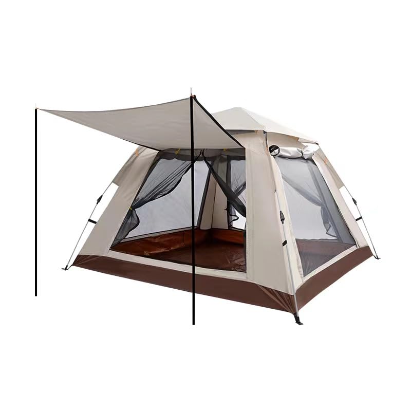 EchoSmile Tenda da Campeggio Istantanea Pop Up 5-8 Posti, Tenda Familiare Ultraleggera Portatile, Antivento e Impermeabile per Picnic, Trekking e Attività All'aperto, Nero Arancione