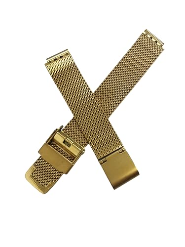 NZZXTO Replacement watch strap for Bering steel band size 14mm slide-in straight 155 series?14mm gold?