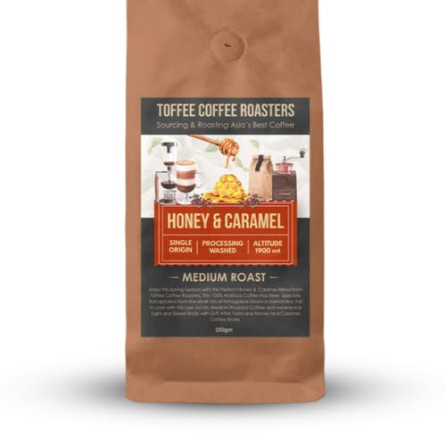 Image of Toffee Coffee Roasters | Honey & Caramel Coffee | As Seen On Shark Tank | 100% Arabica | Medium Roast Grounded | Notes: Honey and Caramel | (Whole Beans, 500 Gram)