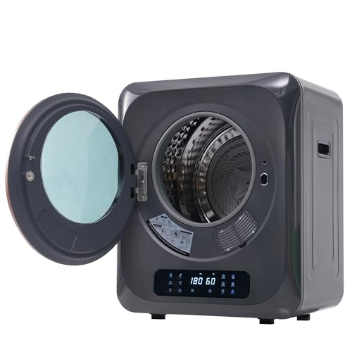 ECLIVON Secadora de Evacuación 4 kg con Pantalla LED, 6 Programas, Carga Frontal Secadora de Ropa 850 W, Montable en la Pared Secadora de Ropa con Tambor Inox, para Piso, Casa, 58x48x40 cm, Negro