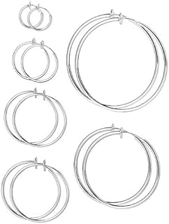 6 Pairs Multisize Fake Earrings Hoop Non-pierced Nose Ring Spring Hoop Earrings Lip Ear Clip