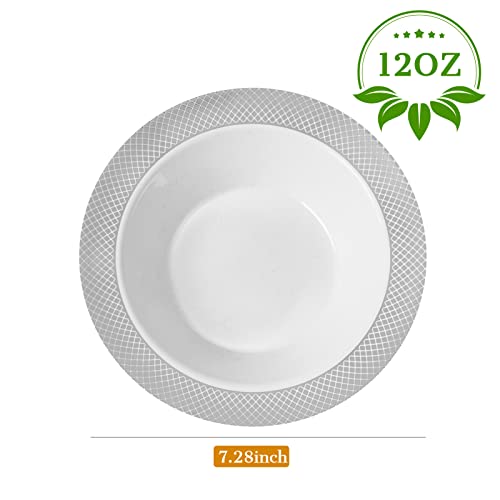 Jolly Chef 100 Disposable Plastic Bowls 12 Oz Premium Heavy Duty Disposable Dinner Bowls Reusable And Great For Parties Or Weddings #TOP2