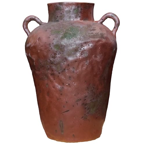 SIOALCY 8IN Rustic Farmhouse Ceramic Vase Home Decor, Vintage Stoneware Clay Pottery Terracotta...