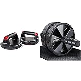 Perfect Fitness Liegestützgriffe Push Up, Fitnessgeräte für Zuhause, Schwarz, 2 Stück & Amonax Bauchroller, bauchtrainer ab roller, bauchmuskeltrainer ab wheel set, mit Rutschfester,