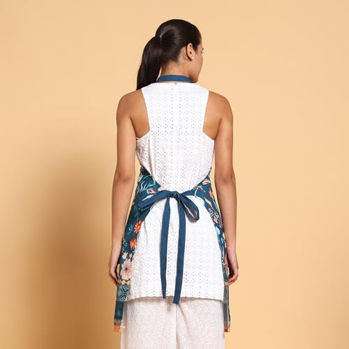 Image of ishro home Premium Apron for Kitchen Cotton | Luxury Kitchen Apron with Large Front Pocket | Adjustable Fit | Stain-Resistant, Machine Washable |
