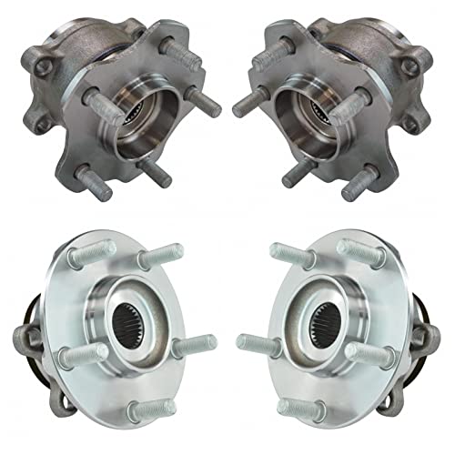 Image of TRQ Front and Rear Wheel Bearing and Hub Assembly Set 4 Piece Compatible with 2008-2013 Nissan Rogue All Wheel Drive