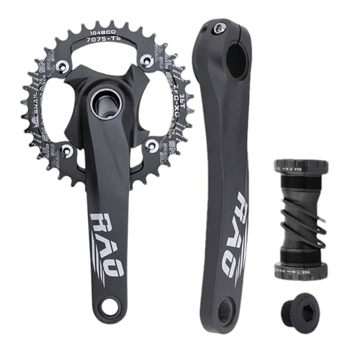Crank-aluminio de cigüeñal de bicicleta, hojas de cadena hueca de 170 mm, hoja de cadena de motociclistas | Banqueo integrado Conjunto con una rueda dentada duradera y dura para bicicletas, ideal para