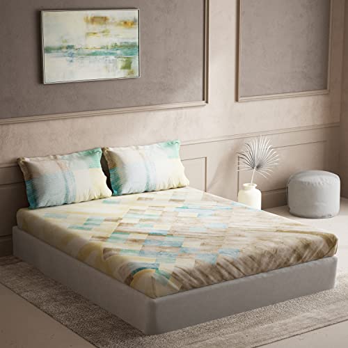 Image of DDECOR - Aspire 100% Cotton Double Bedsheet with 2 Pillow Covers, King Size, Brown