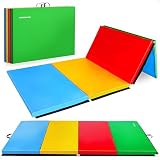 BalanceFrom 10x4 Feet 4-Panel Folding Gymnastics Mat – 2-Inch Thick Pad with Vinyl Surface and Carrying Handles for Tumbling, Yoga, Pilates, Home Workouts, and Martial Arts