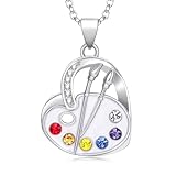 VANJAMI Art Palette Necklace Sterling Artist Painting Drawing Necklace Artists Paint Palette Pendant Necklace Future Artist Jewelry Gifts for Art Teacher Painters Women