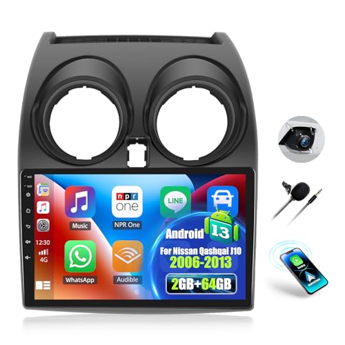 OiLiehu 2G+64G Android 13 Autoradio pour Nissan Qashqai J10 2006-2013 avec CarPlay Android Auto...