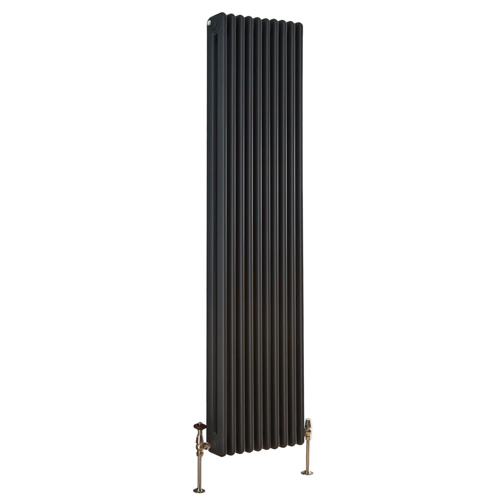 Milano Atticus Anthracite Cast Iron Style Vertical Double Column Radiator - 1800mm x 465mm