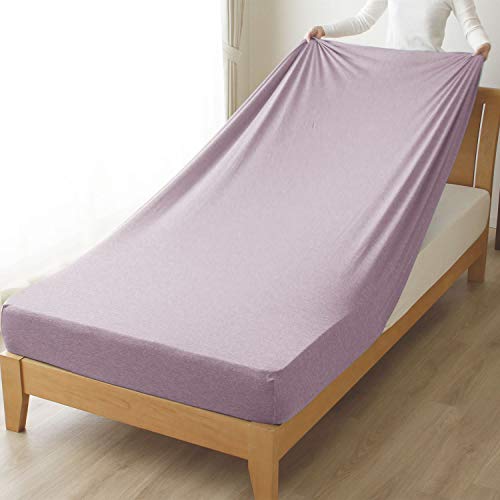 メリーナイト のびのびぴったり ニットシーツ セミダブル~ダブル マットレス 敷ふとん兼用 霜降り調 エンジ 丸洗い オールシーズン