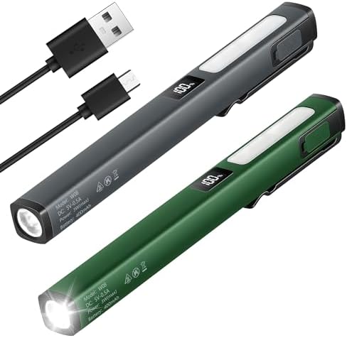 Kssvzz 2 Stück LED Stiftlampe mit Magnet, USB-C Aufladen COB Arbeitsleuchte | 6 Modi, Wiederaufladbare, Tragbare Inspektionsleuchten mit Magnetclip für Notfälle, Reparaturen und Au
