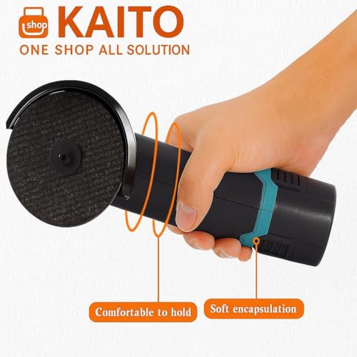 Image of KAITO 12V Brushless Cordless Mini Angle Grinder Machine with Rechargeable Battery | 19500 RPM, 80mm Disc, 2Ah Li-Ion Battery with Charger | Single Speed Control & Battery Indicator