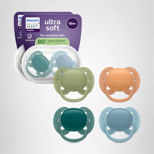 Miniatura 7 de Philips Avent Chupetes Ultra Soft: Diseño Anatómico, Para Bebés A Partir De 18 Meses, Escudo Flexible, Tetina Simétrica Extrafirme De Silicona, Sin Bpa, Con 2 Fundas, Paquete De 4, Scf093 08