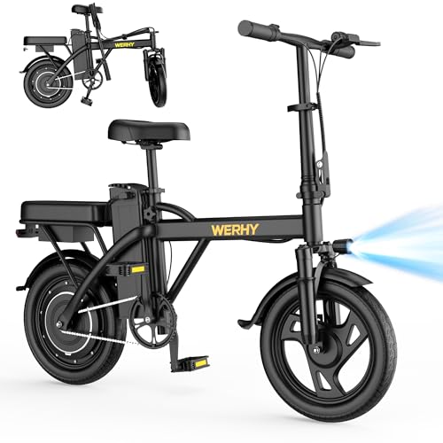 WERHY Electric Bike for Adults, 500W Motor, 22 MPH Max Speed Folding Ebike, 14' Electric Bicycles,...