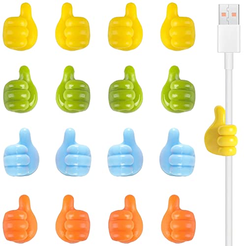 Catelves 16 Stück Kabelhalter, Handgestenhaken, Kabel Halter, Thumb Hooks, Kabel Organizer, Kabelhalter Schreibtisch, Kabelclips, Ladekabel Halterung, Kabel Organizer Schreibtisch Cover