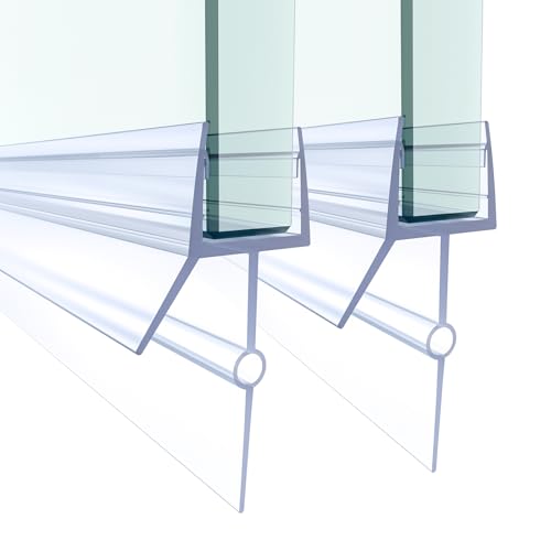 FCSOTSPS Shower Door Bottom Seal,2 PCS 3/8\" X 36\" Shower Door Sweep for 3/8 Inch Glass,Frameless Glass Shower Door Seal Strip to Seal 20mm Gap, Stop Shower Leaks and Create a Water Barrier