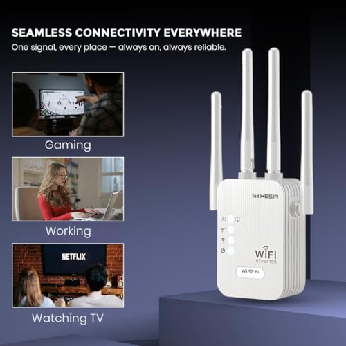 Image of GameSir WiFi Repeater 300Mbps Wireless Range Extender | 4 High-Gain Antennas | WiFi Signal Booster for Home, Office, | Supports WPS, AP & Repeater Mode (7)