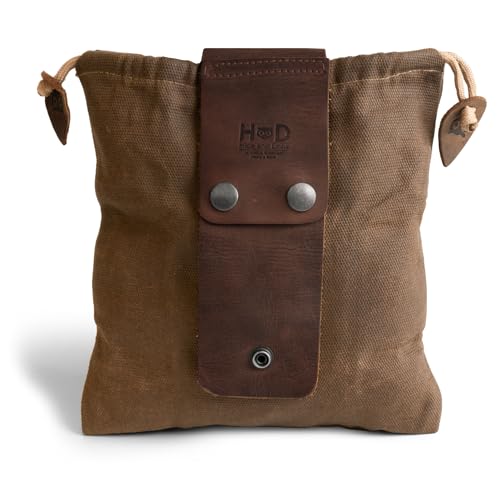 Image of Hide & Drink, Foraging Pouch (Collapsible) for Hiking, Treasures & Seashells Bag, Easy Looping Around Belts, Grocery Storage, Waxed Canvas, Handmade