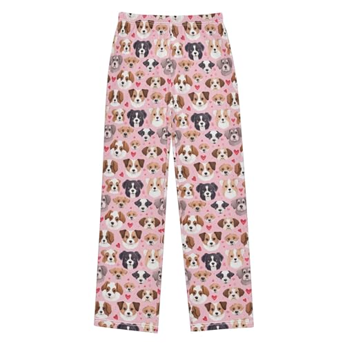 Funny Dogs Heart Long Pajama Pants Elastic Waist PJ Bottoms with Pockets S A1132802